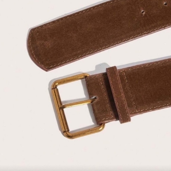 Brown faux suede woman's belt; large: 33.86-43.31" waist; nwot - Picture 3 of 5